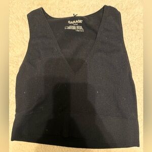 Garage Black Ribbed Women's Top